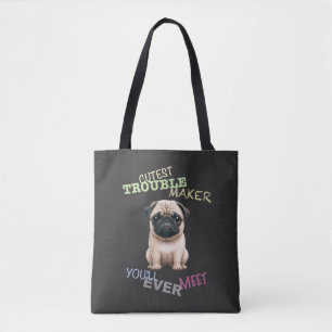Pug Hund Cuttest Trouble Maker Cute Adsible Funny Tygkasse