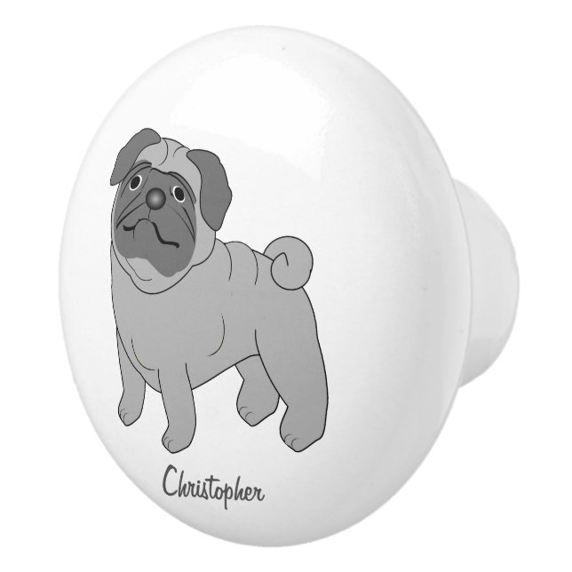 Pug Hund design Personlig Knopp (Höger)
