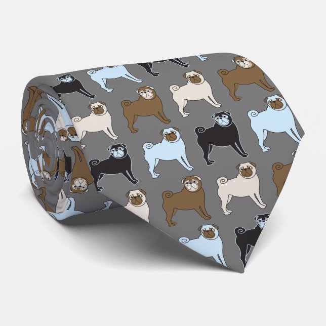 Pug Hund Doggy Puppy Cute Multi-Color Mönster Slips (Rullad)
