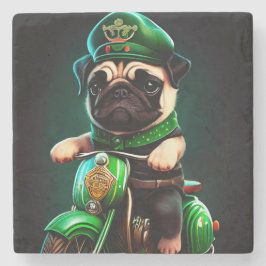 Pug Hund Driving Bike St. Patrick's Day Stenunderlägg
