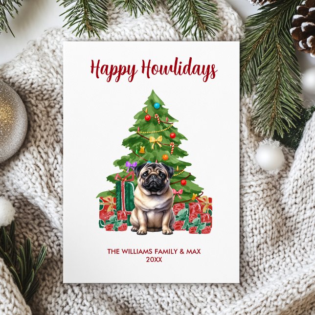 Pug Hund-familjens jul Julkort (Skapare uppladdad)