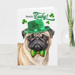 Pug Hund Feelin' Lucky St patrick's day Helgkort