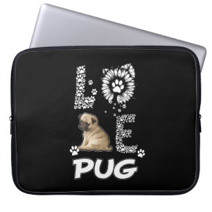 Pug hund Flower Älskare Laptop Fodral