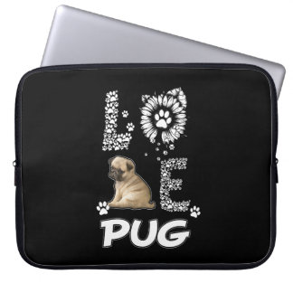 Pug hund Flower Älskare Laptop Fodral