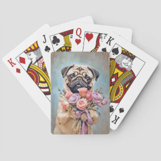 Pug Hund Flower Bouquet Casinokort