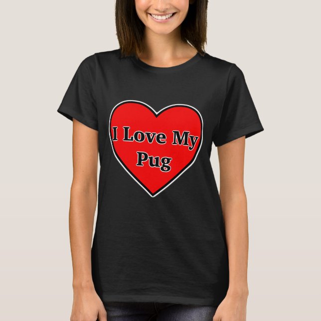 Pug Hund Folkkonst T Shirt (Framsida)