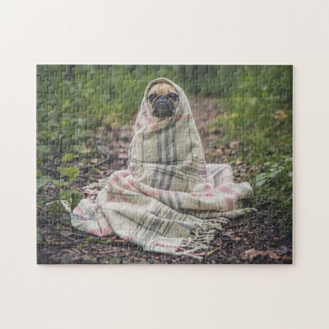 PUG HUND FUNNY JIGSAW PUZZLE PUSSEL (Horisontell)