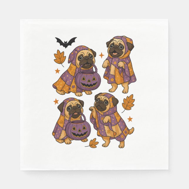 Pug Hund Ghost Halloween Spooky Pappersservett (Framsidan)