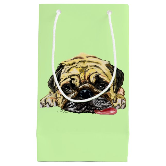 Pug Hund Gift Bag Funny - Ditt Färg eller Text (Framsidan)