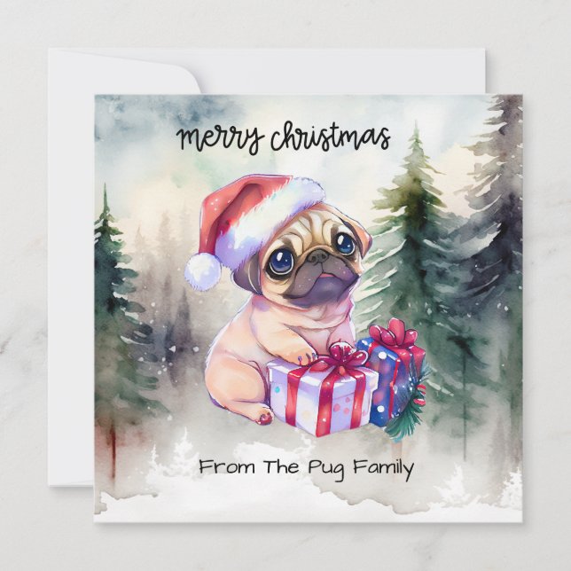 PUG Hund God jul Julkort (Framsida)
