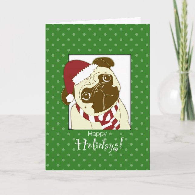 Pug Hund God Jul.. Lustigt. Helgkort (Framsida)