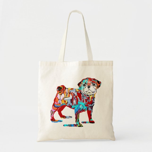 Pug hund graffiti tote tygkasse (Framsidan)
