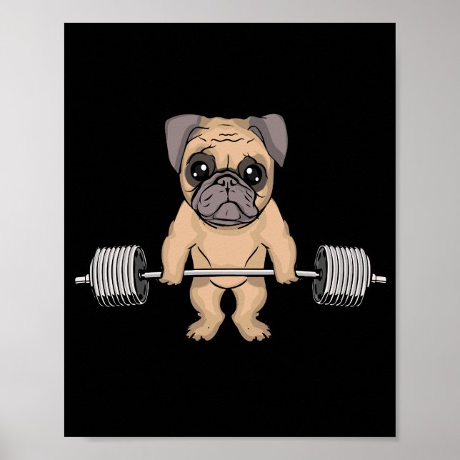 Pug Hund Gym Älskare Women Deadlift Manar Bodybuil Poster (Framsidan)