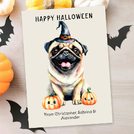 Pug Hund Happy halloween Julkort
