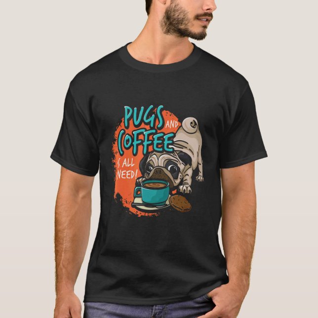 Pug Hund Head T Shirt (Framsida)