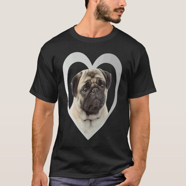 Pug Hund Heart Mops Pug 1 T Shirt (Framsida)