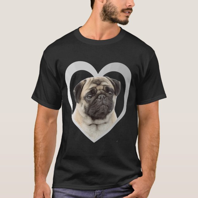 Pug Hund Heart Mops Pug 1 T Shirt (Framsida)