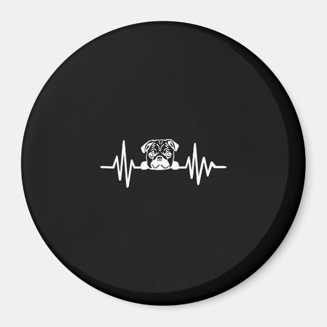 Pug Hund Heartslag | Cute Pug Ansikte Magnet (Framsidan)