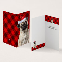 Pug Hund Holiday Red Buffalo Rutig Jul Kort