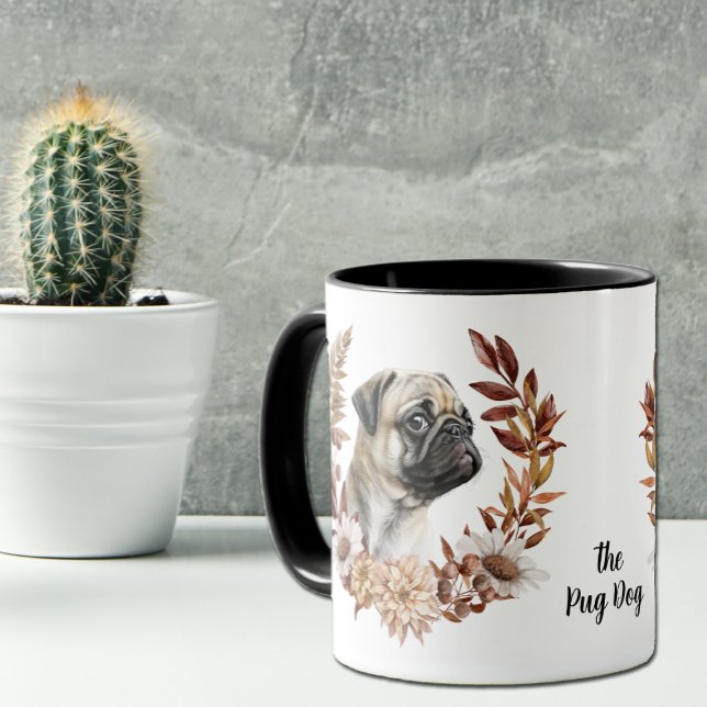Pug Hund Höstkrans Mugg (Skapare uppladdad)