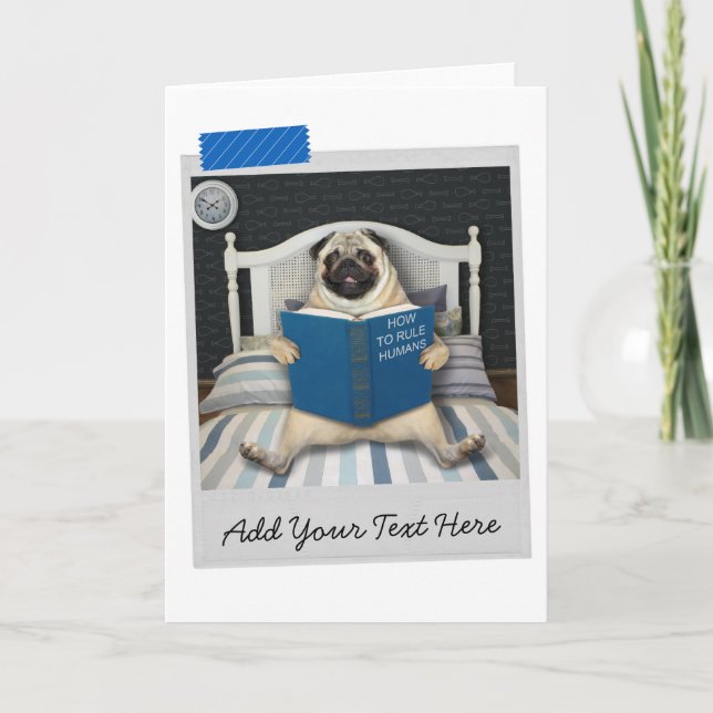 Pug Hund How to Rule Humans Bok Funny Card Kort (Framsida)