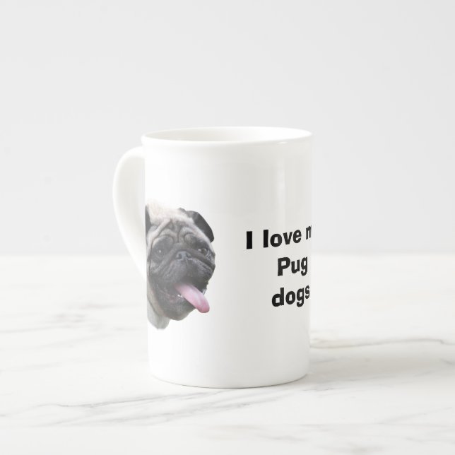 Pug-hund husfoto porträtt benporslin mugg (Framsida vänster)