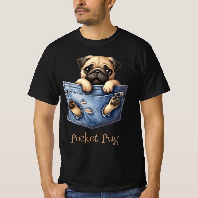 Pug Hund i en fickbox T Shirt (Framsida)