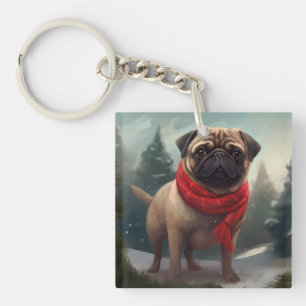 Pug Hund i Snö Jul