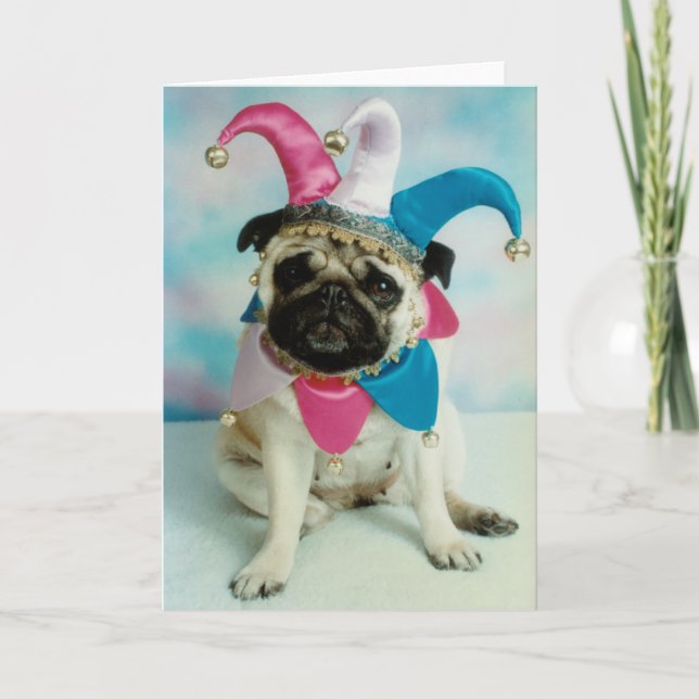 Pug Hund Jester Clown Kort (Framsida)
