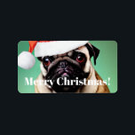 Pug Hund jul Adressetikett<br><div class="desc">Cute Pug-hund med en julhatt.</div>