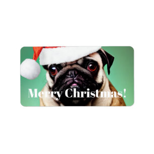 Pug Hund jul Adressetikett