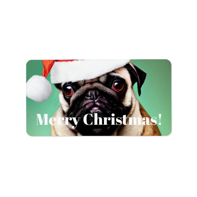 Pug Hund jul Adressetikett (Framsidan)