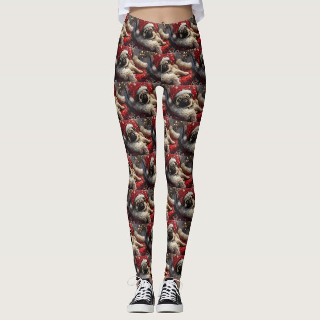 Pug Hund Jul Festlig Leggings (Framsida)