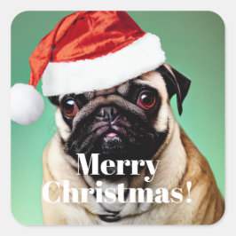 Pug Hund jul Fyrkantigt Klistermärke