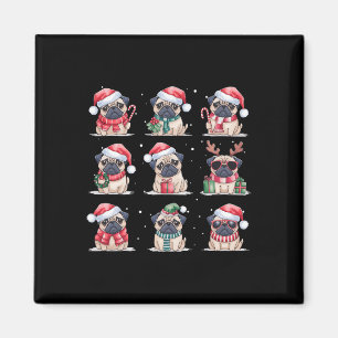 Pug Hund jul Ljus Funny Pug Hundar Älskare Anim Magnet