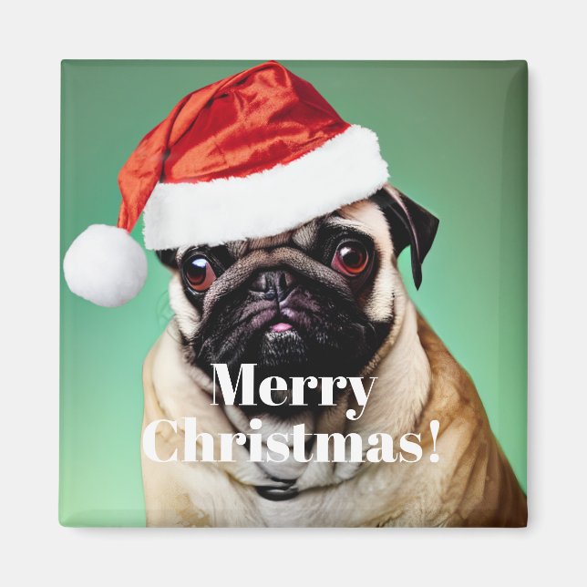 Pug Hund jul Magnet (Framsidan)