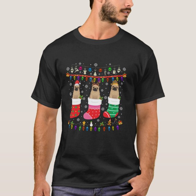 Pug Hund jul Socks Ugly jul Sweater Paj T Shirt (Framsida)