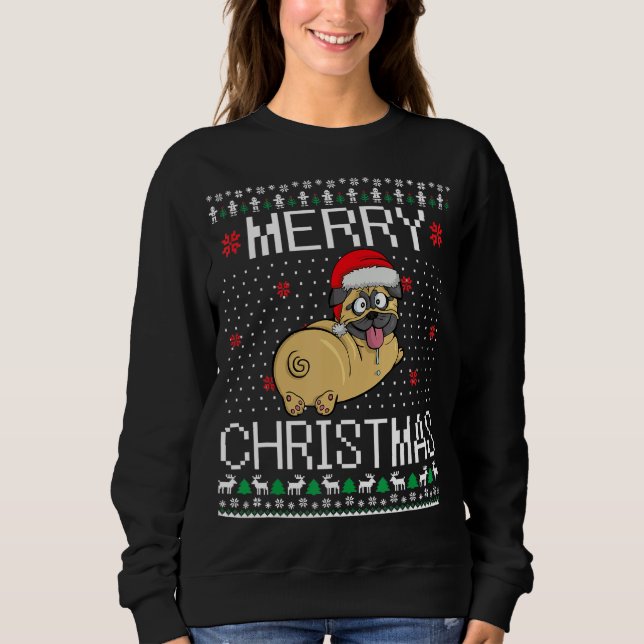 Pug Hund jul Ugly Sweater Funny Merry Pugmas T Shirt (Framsida)