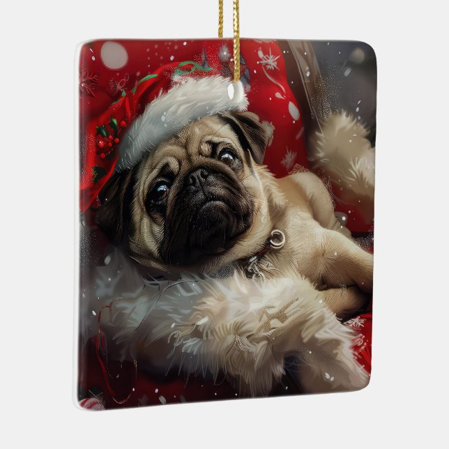 Pug Hund julafton Julgransprydnad Keramik (Höger)