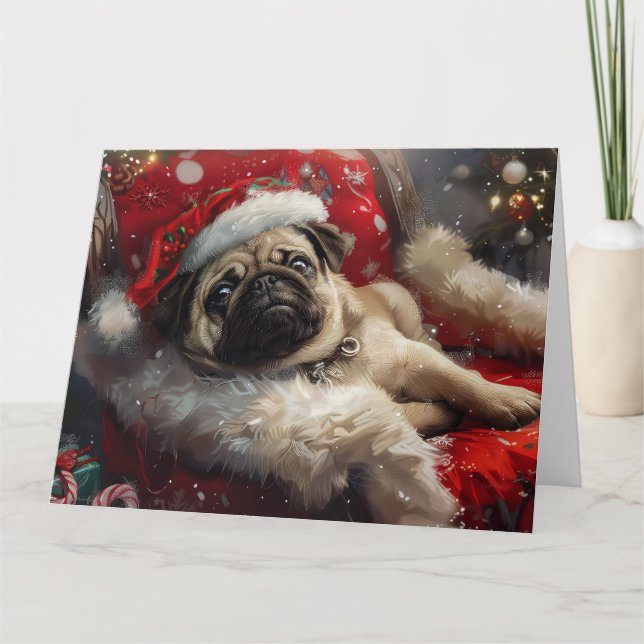 Pug Hund julafton Kort (Framsida)