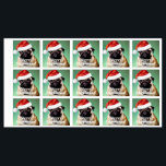 Pug Hund-juletikett Klistermärke<br><div class="desc">Cute Pug-hund med en julhatt.</div>