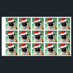 Pug Hund-juletikett Klistermärke<br><div class="desc">Cute Pug-hund med en julhatt.</div>