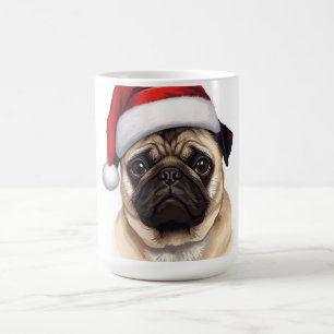 Pug Hund Julhatt God Jul Konst Kaffemugg