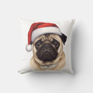 Pug Hund Julhatt God Jul Konst Kudde