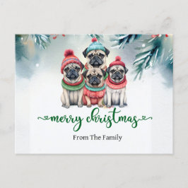 Pug Hund jultema vykort