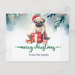 Pug Hund jultema vykort
