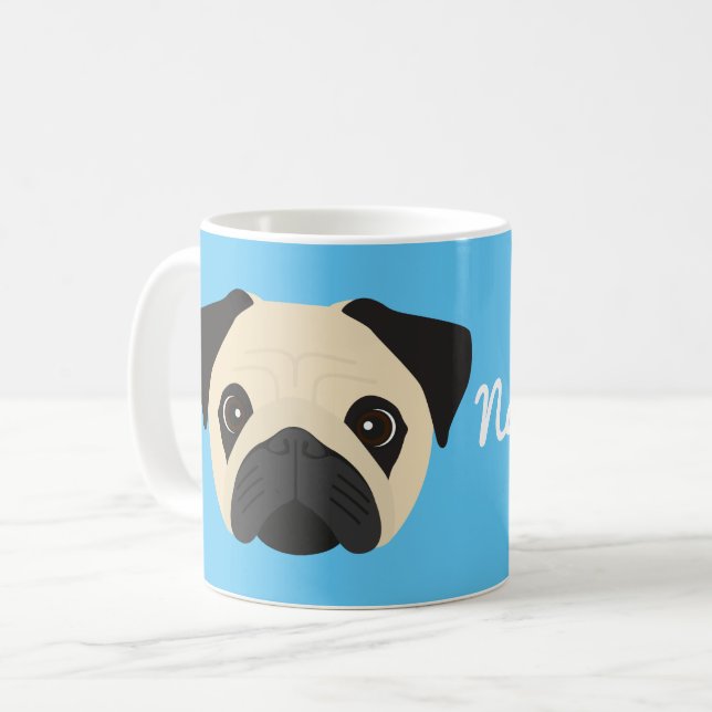 Pug Hund Kaffe Mugg (Framsida vänster)