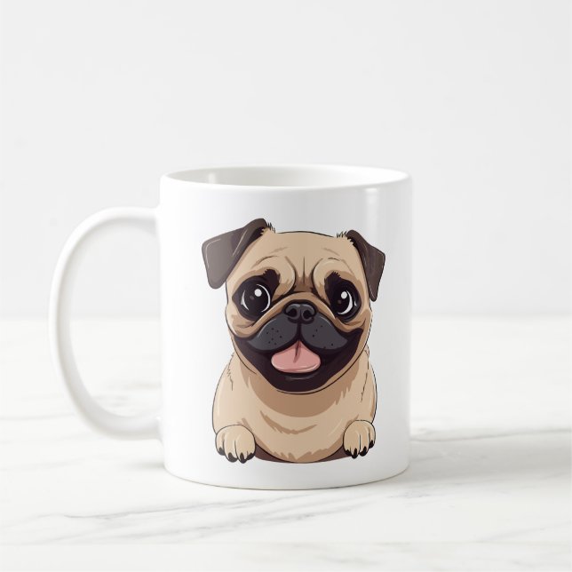 Pug hund kaffemugg (Vänster)