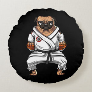 Pug Hund Karate Ninja Martial Arts Pet Rund Kudde