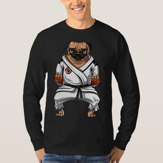 Pug Hund Karate Ninja Martial Arts Pet T Shirt (Framsida)